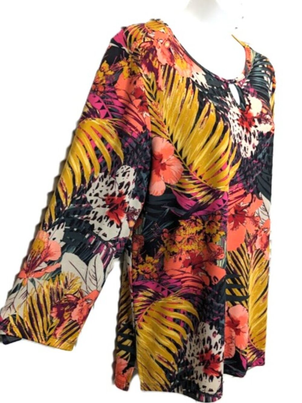 Jules & Leopold Long Sleeve Tunic Top NWT Medium Bright Tropical Fall Colors